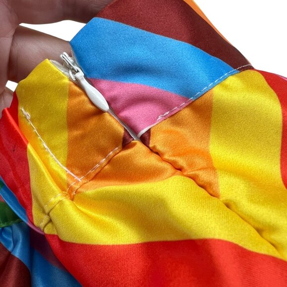 Rainbow Chevron Mid-Length Skirt With Elastic Back Zip Closure Size Small - Picture 6 of 8